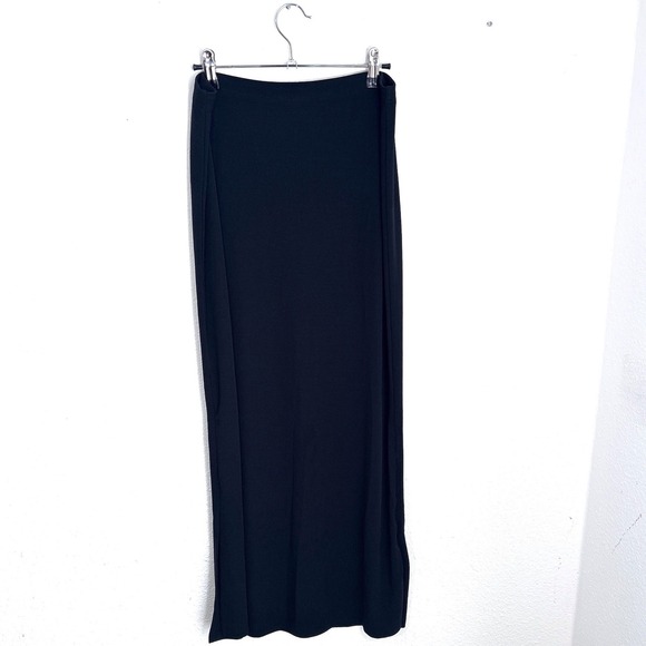 Y2K Old Navy L Black Maxi Skirt Waist Side Slit Witchy Goth Emo Punk Capsule - Picture 2 of 7